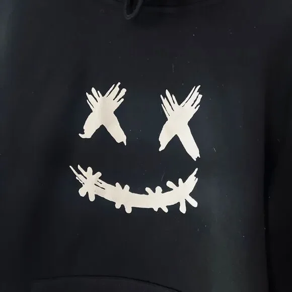 Men’s oversized Black y2K Goth horror Hoodie Dark Graphic size L - Picture 3 of 6